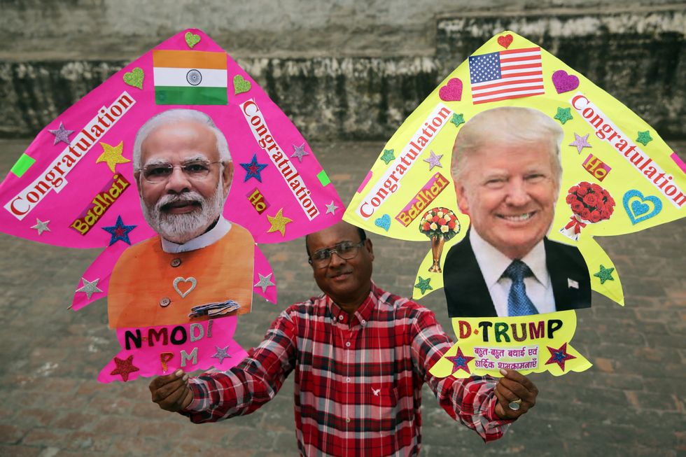 Kite maker's congratulatory message for Donald Trump in Amritsar, India.