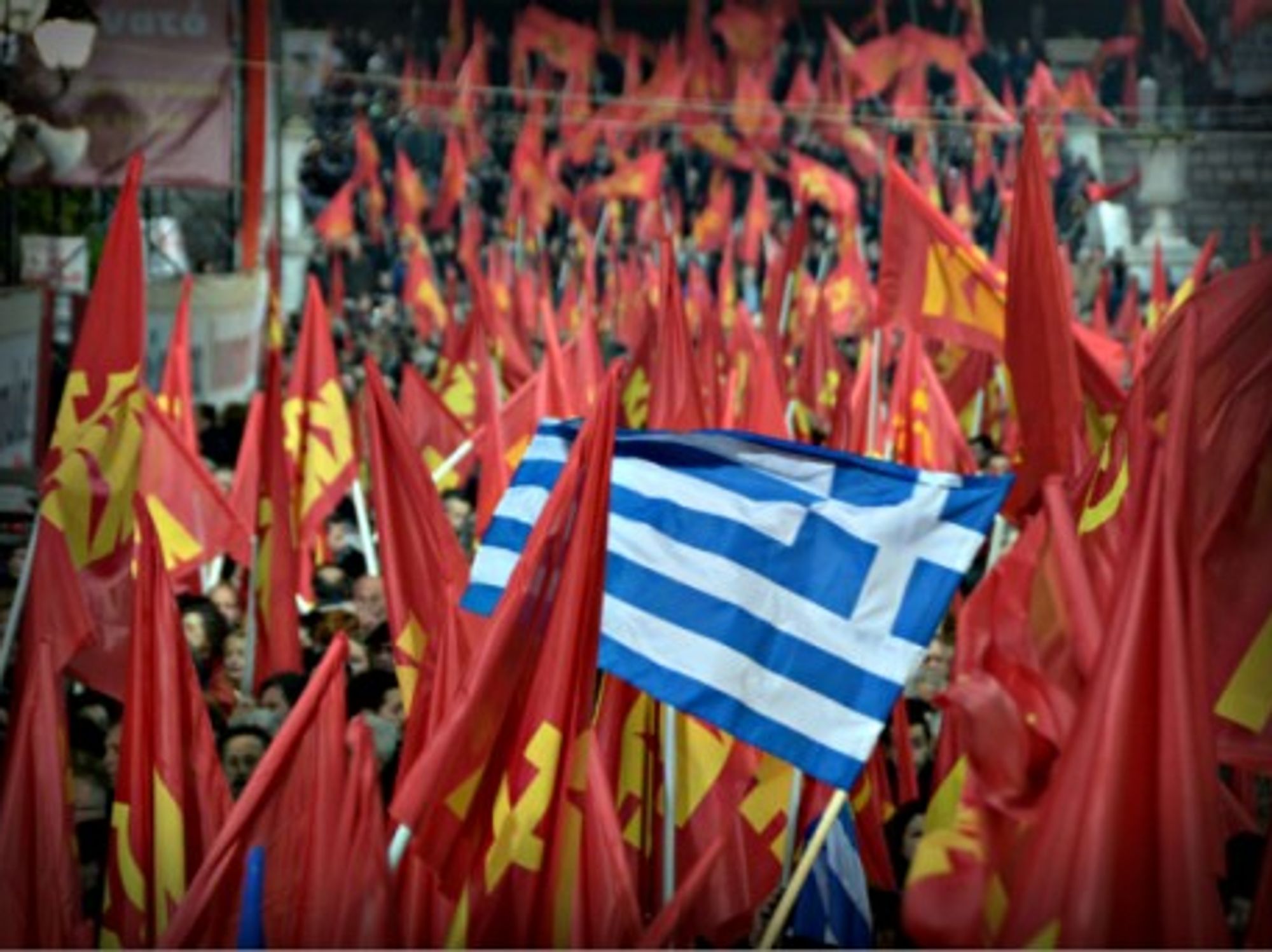 KKE supporters in Athens on Jan. 22