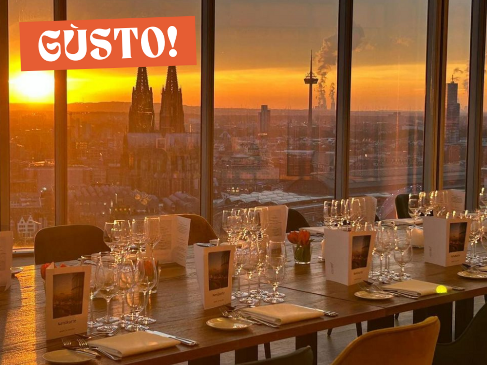 KölnSKY restaurant, overseeing Cologne.