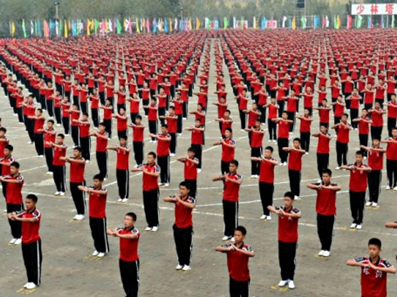 Kung Fu students at the 10th Zhengzhou International Shaolin Wushu Festival