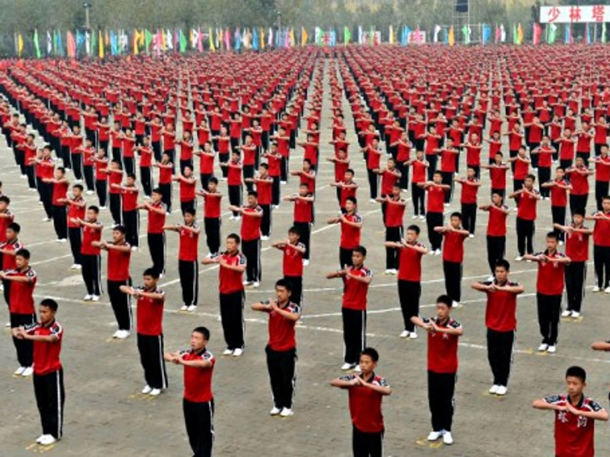 Kung Fu students at the 10th Zhengzhou International Shaolin Wushu Festival