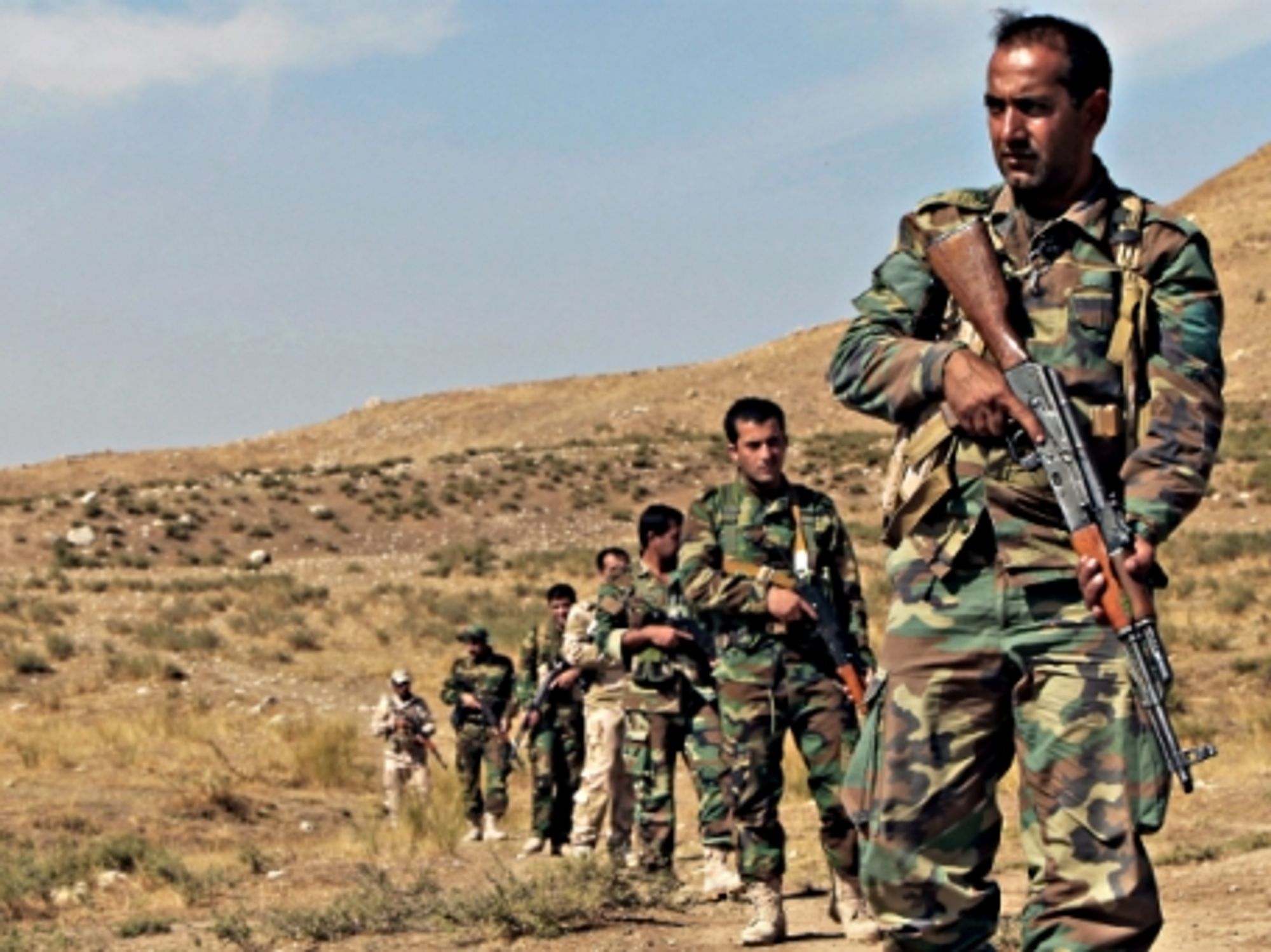 Kurdish Peshmerga soldiers training near Erbil, Iraq