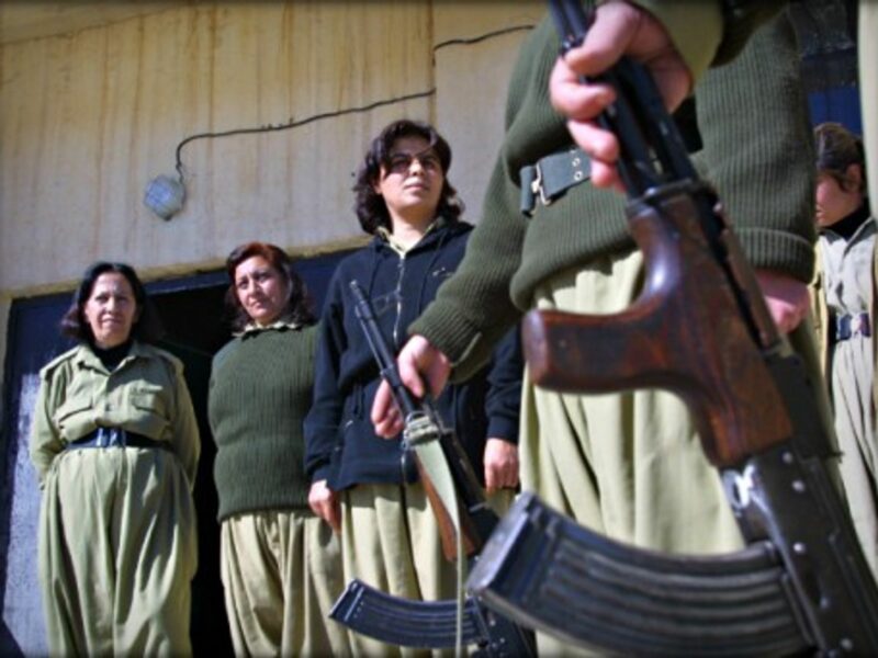 Kurdish women training to be fighters.