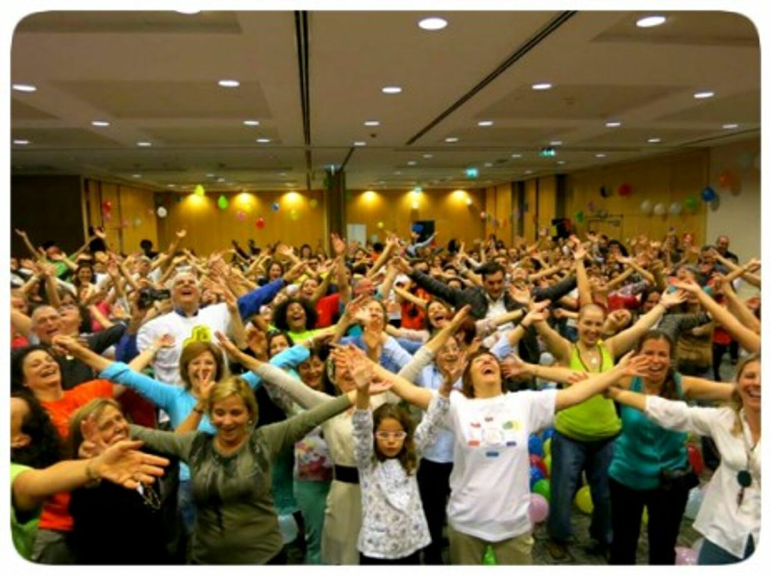 Laughing together at the opening ceremony of European Laughter Yoga Conference in Lisbon