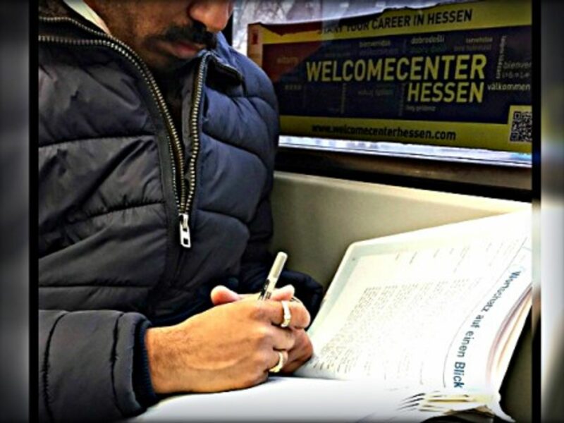 Learning German under a foreign worker program ad in Frankfurt