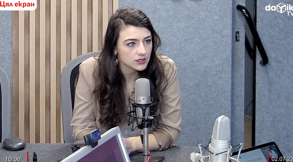 Lena Borislavova during interview with Darik Radio