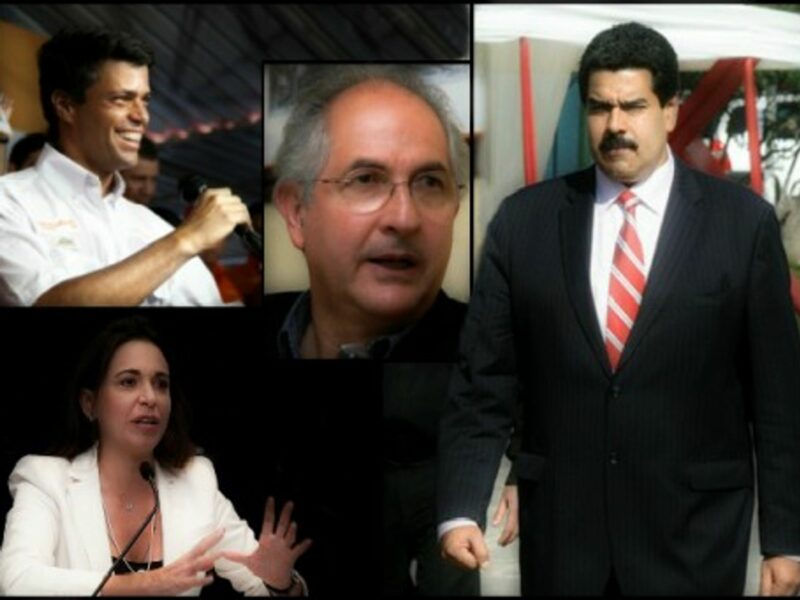 Leopoldo Lopez (top left), Antonio Ledezma (center), Maria Corina Machado (bottom left) vs. Nicolas Maduro