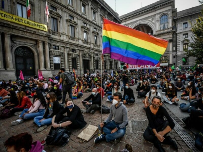LGBTQ protest in Milan, Italy, October 2020.