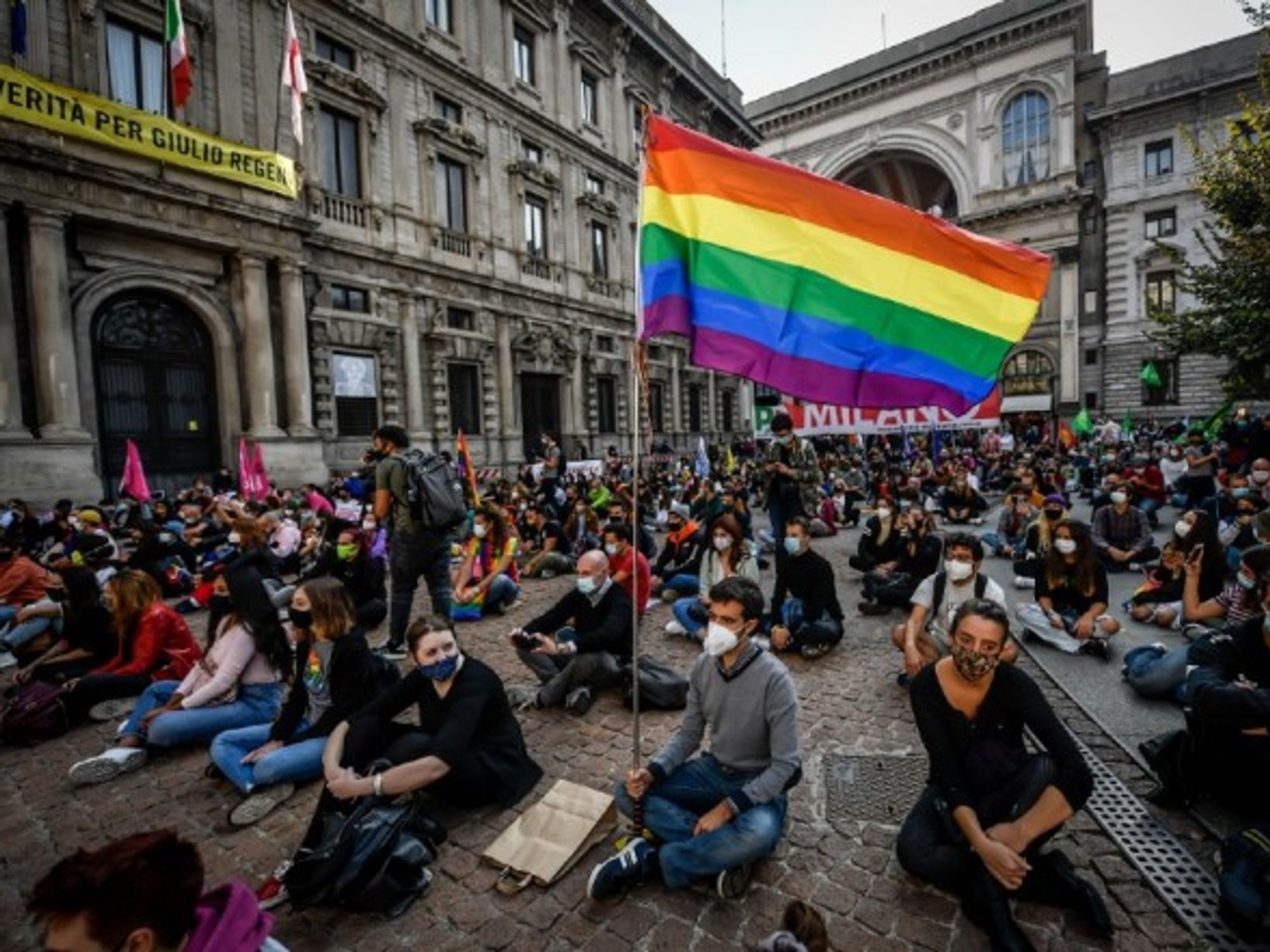 LGBTQ protest in Milan, Italy, October 2020.