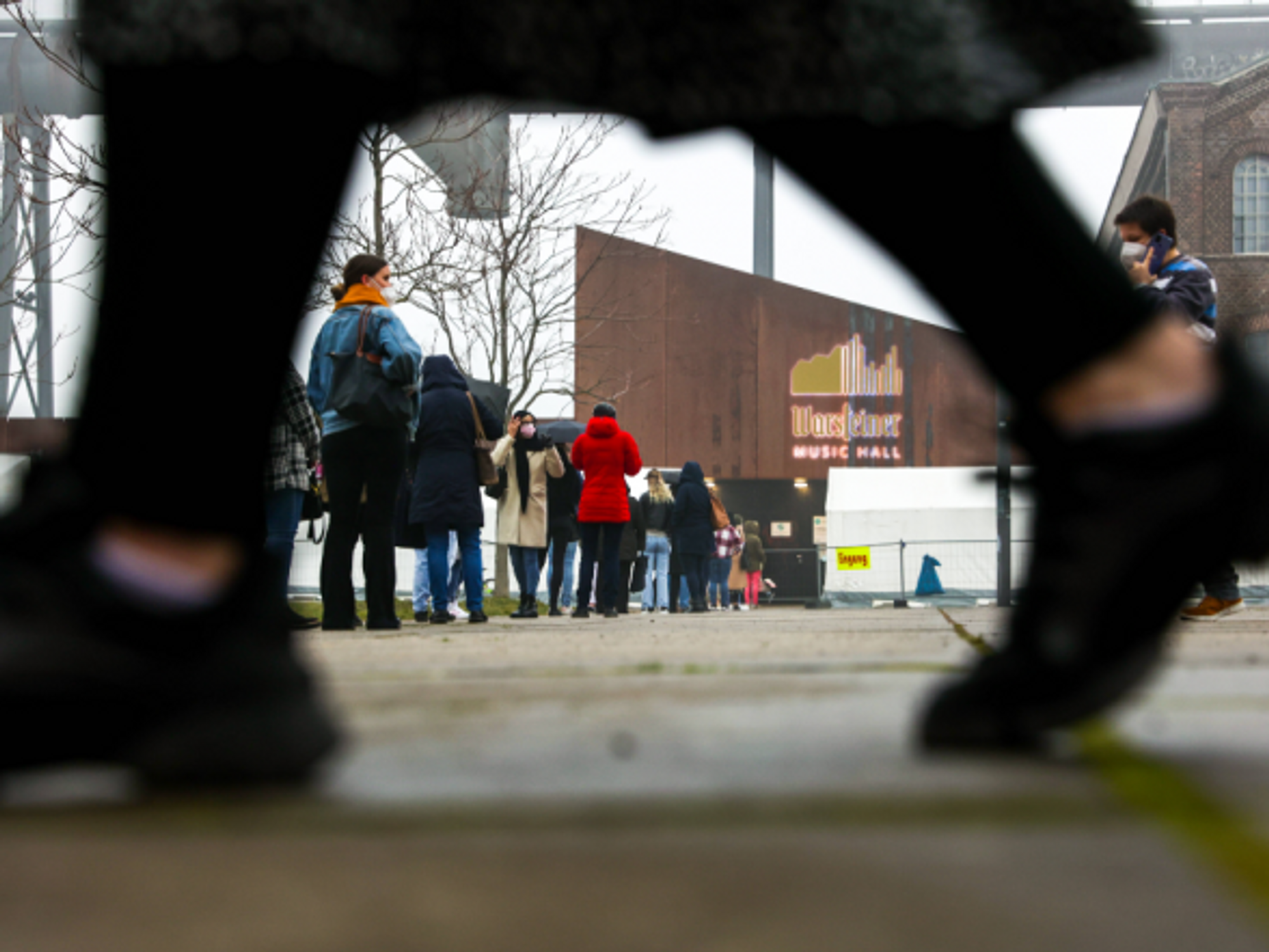 Line at a vaccination center in Dortmund, Germany