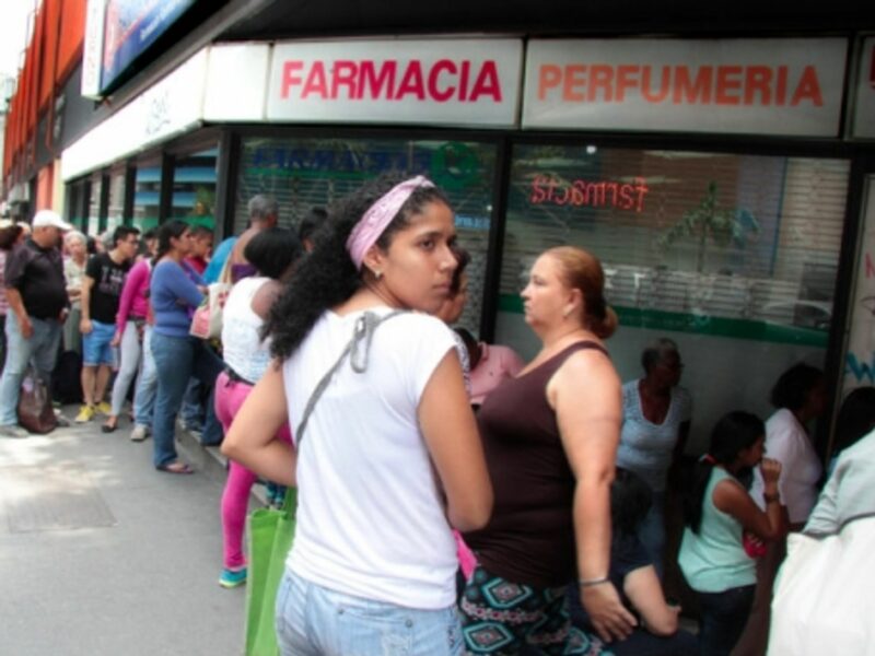 Lines forming outside a Caracas pharmacy in September.