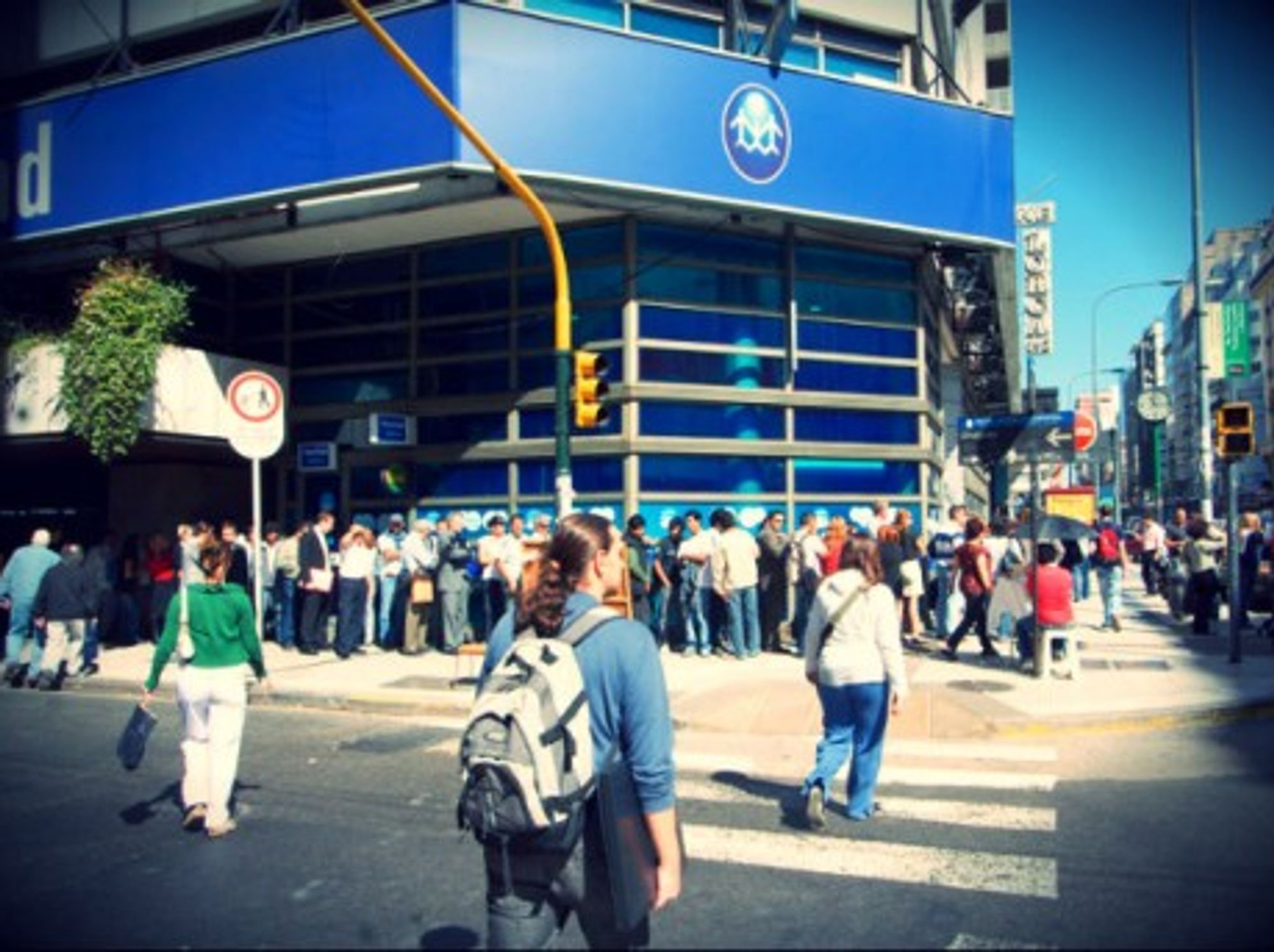 Lining up at a Buenos Aires bank