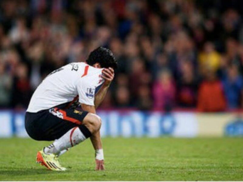 Liverpoolâ€™s Luis Suaraz breaks down in tears during the game against Crystal Palace Monday.