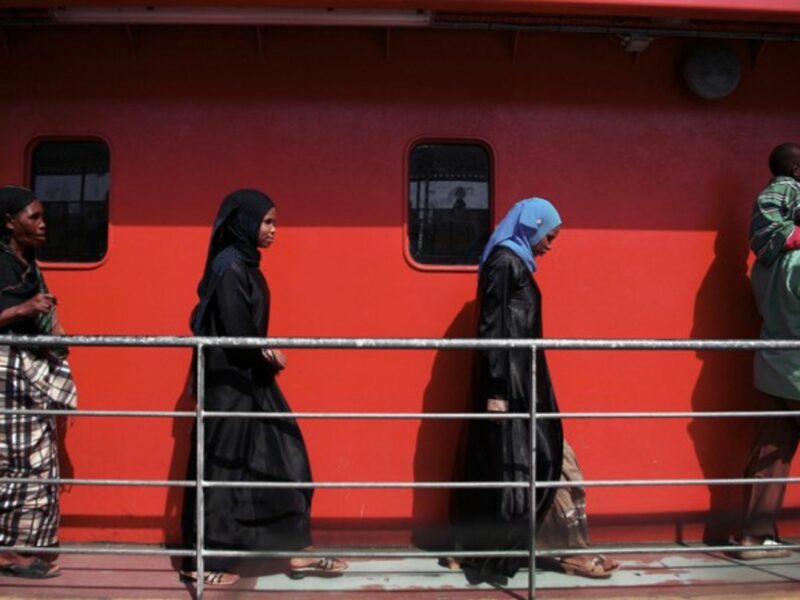 Locals boarding the Likoni Ferry bound for Mombasa