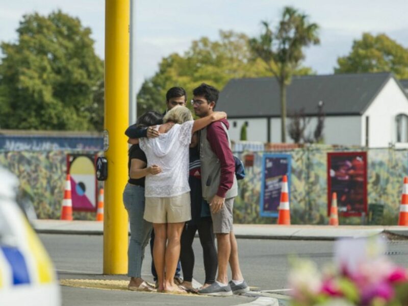 Locals pay respect near site of mosque attack in Christchurch, NZ