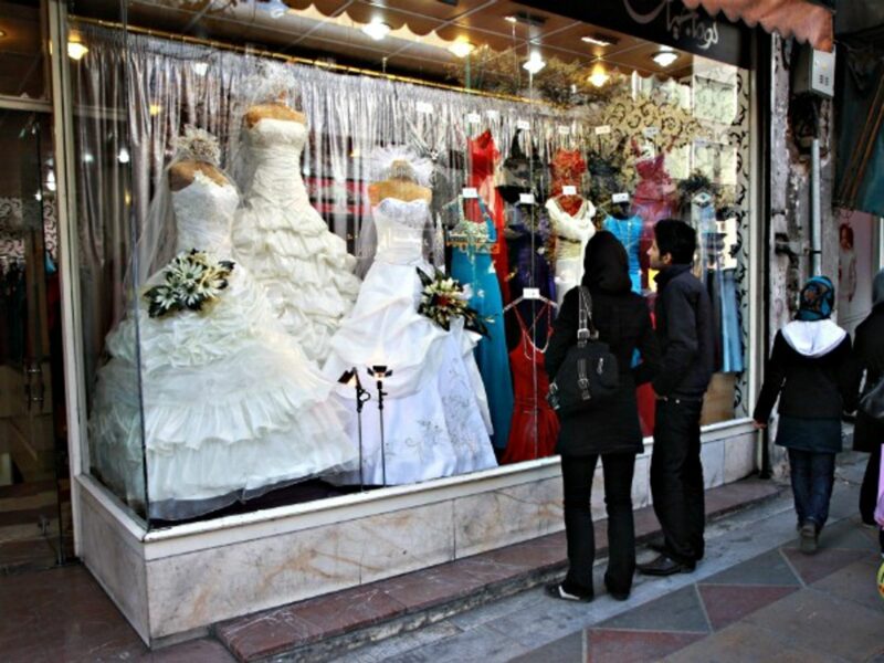 Looking at a bridal shop in Tehran