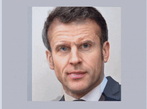 Looped GIF of Emmanuel Macron's face merging with Emmanuel Altman's