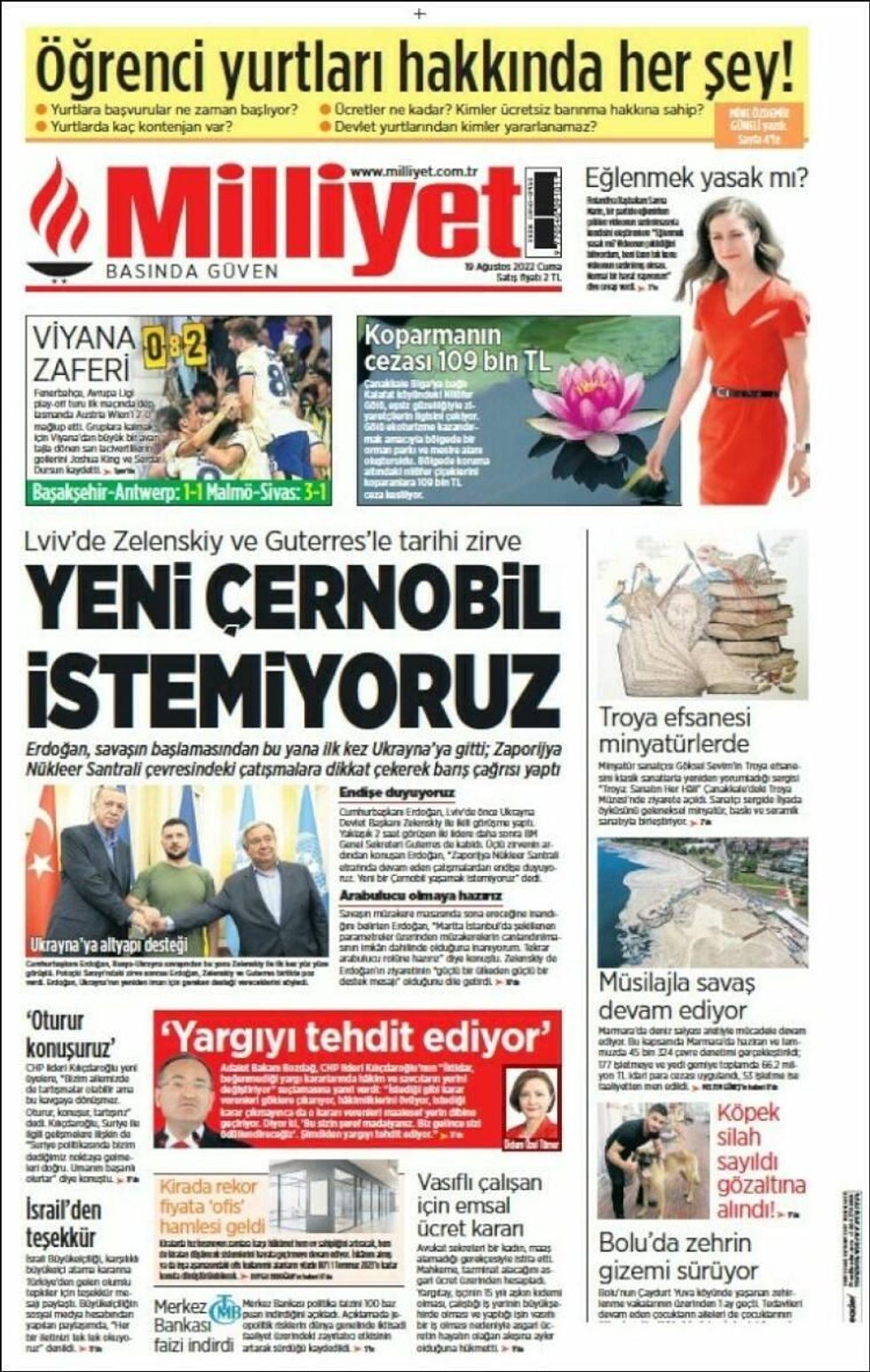 Lviv Meeting And Fears Of A Chernobyl Repeat On Turkish Daily Milliyet's Front Page