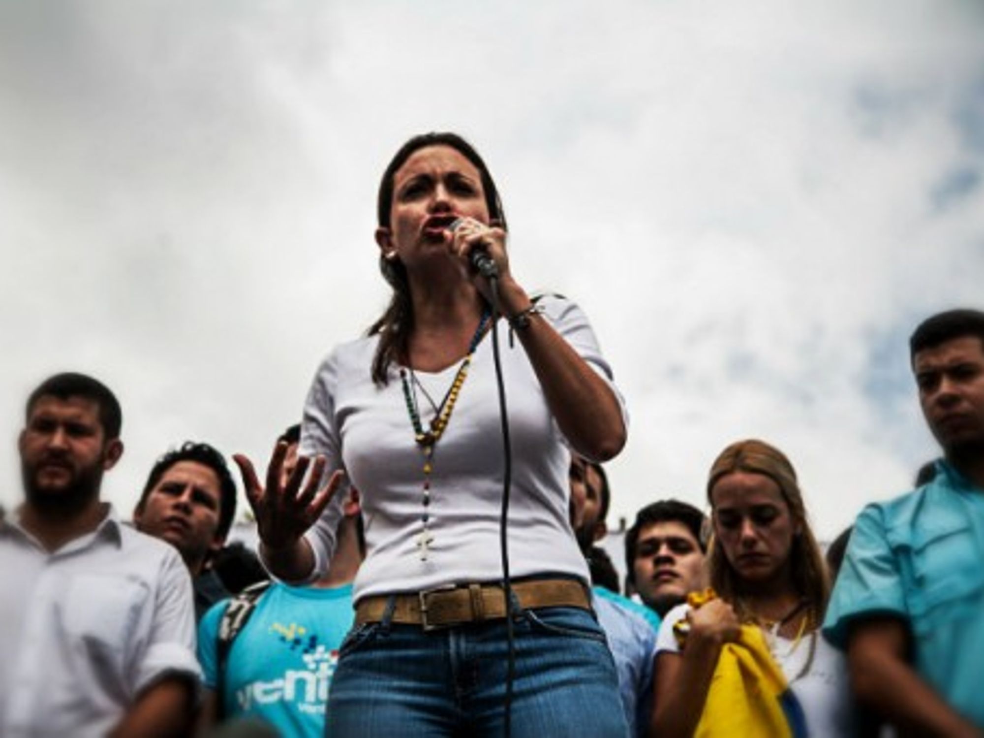 Machado at a public rally in June