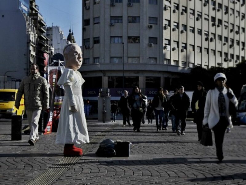 Man dressed as Pope Francis in Buenos Aires