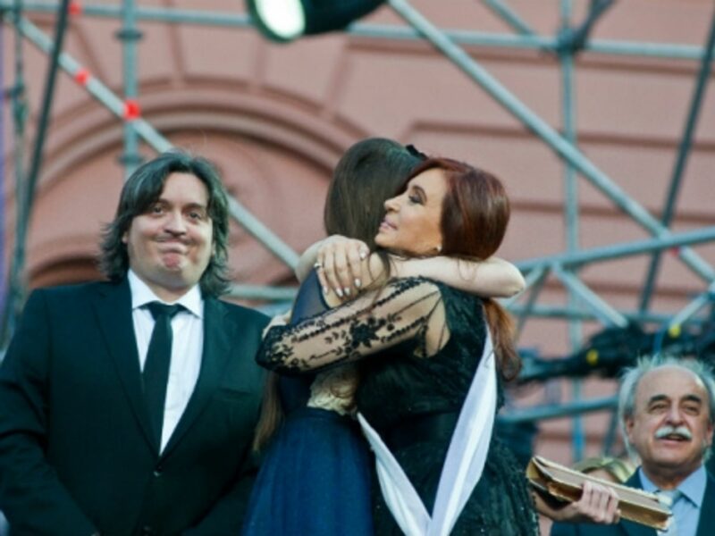 Maximo Kirchner with his mother and sister in 2011