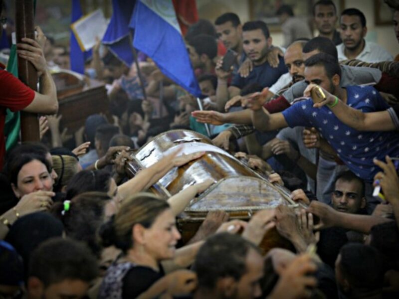 May 2017 funeral for victims of attacks of buses carrying Coptic Christians.