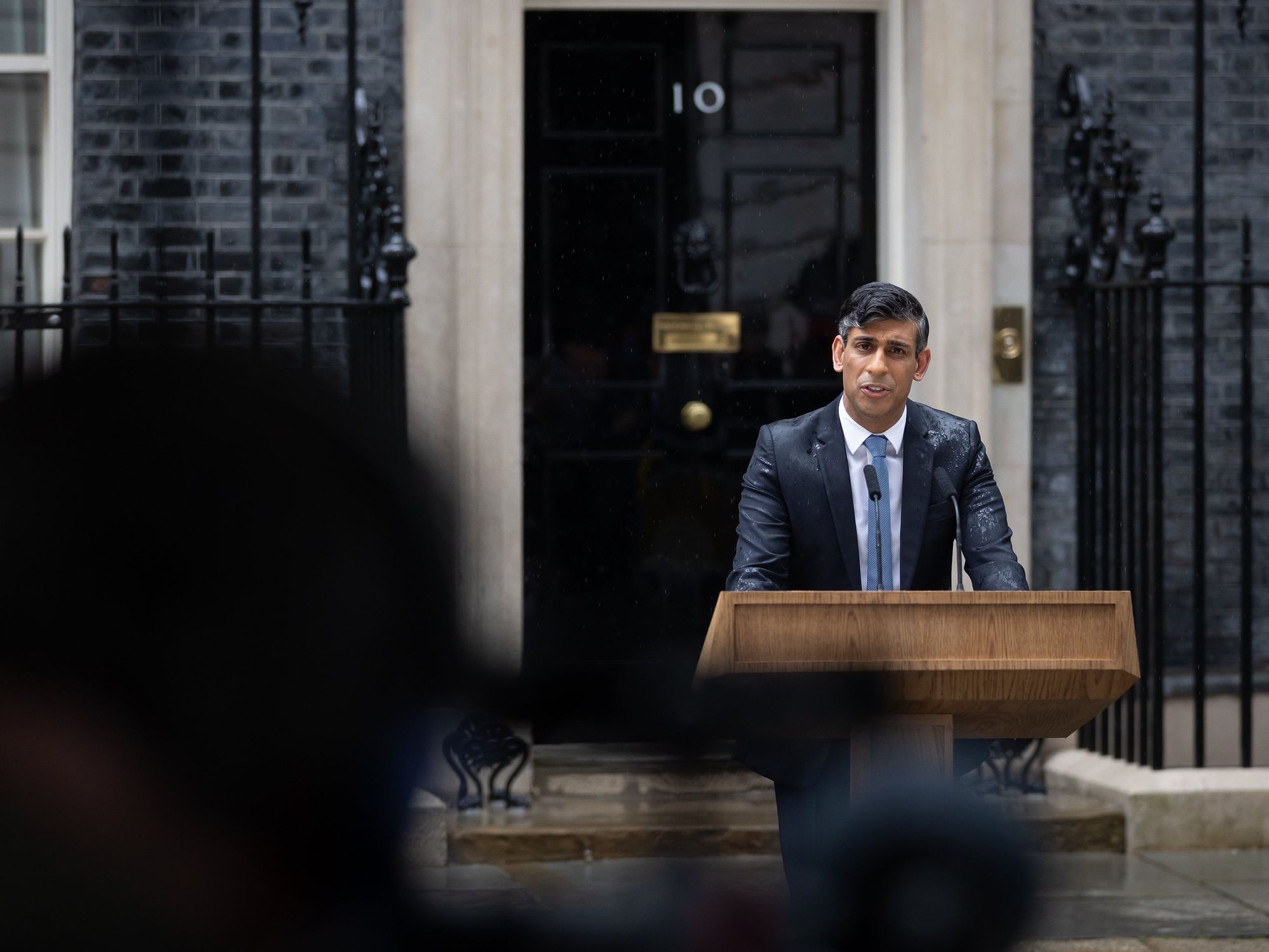 May 22, 2024, London, United Kingdom: Prime Minister Rishi Sunak makes a statement outside 10 Downing Street announcing the date of the next general election. A General Election will be held in the UK on 4th July 2024 with the Labour Party under Keir Starmer still ahead in the polls and expected to form the next government. (Credit Image: © Tejas Sandhu/SOPA Images via ZUMA Press Wire)