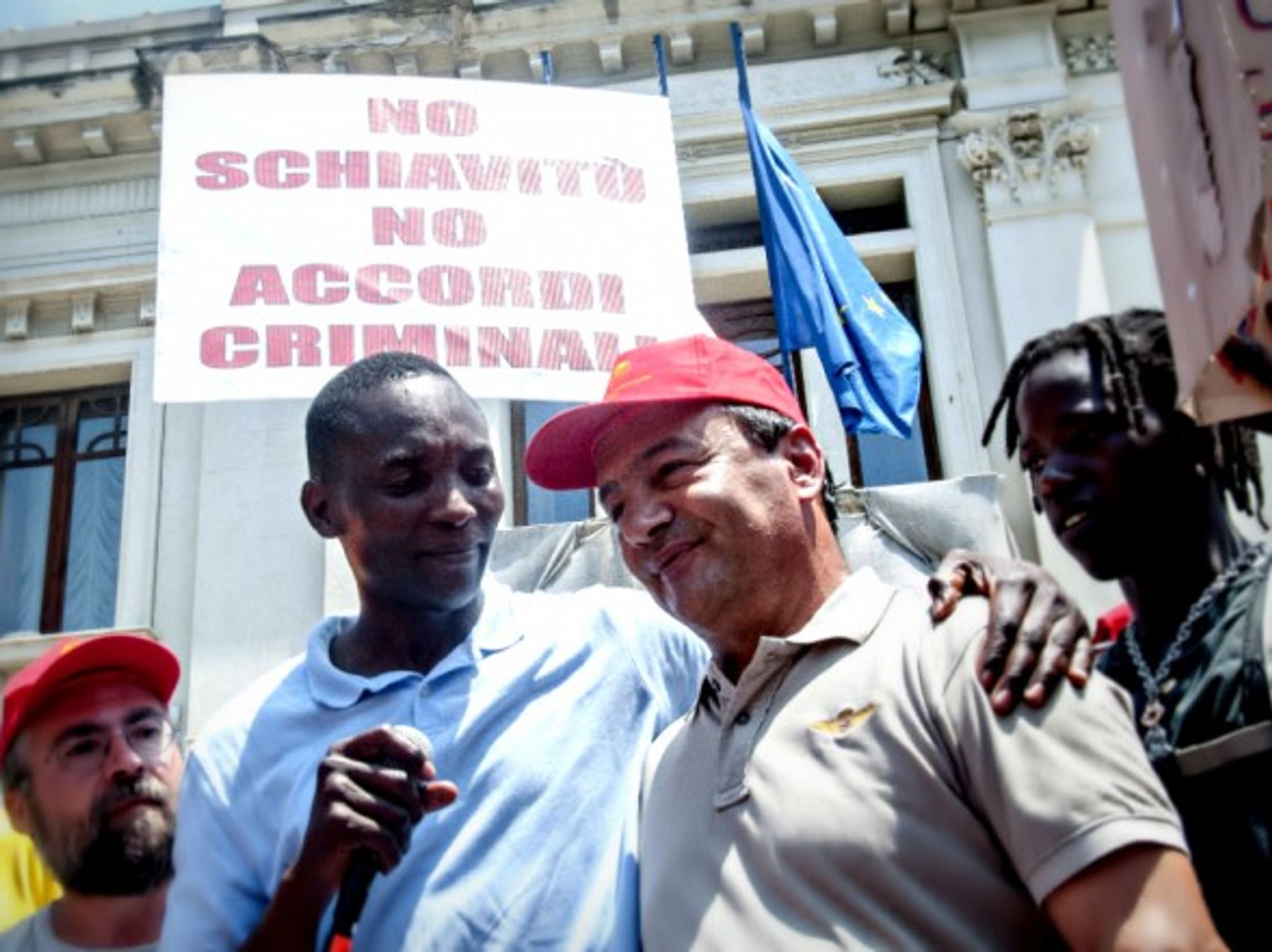 Mayor of Riace Domenico Lucano (2nd from right) on June 24