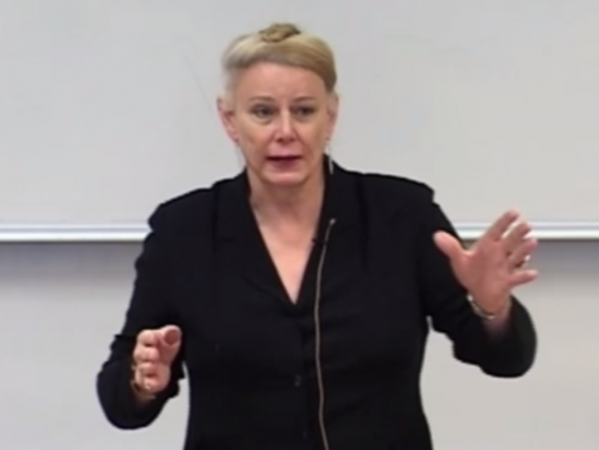 McCloskey during a recent lecture in Germany