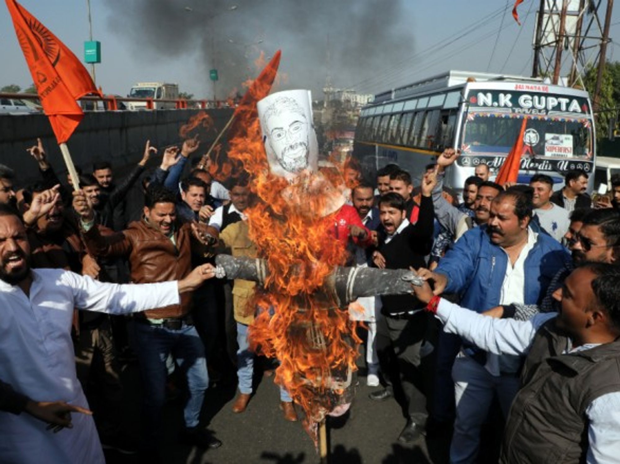 Members of India's Rajput community shout slogans against film director Sanjay Leela Bhansali in protest