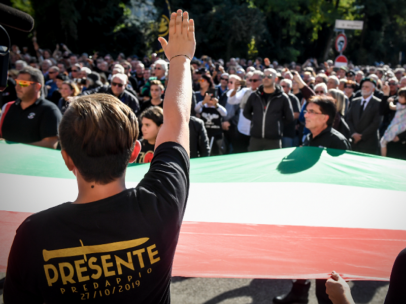 Members of Italy's far-right gathered in 2019 in Predappio, Mussolini's birthplace