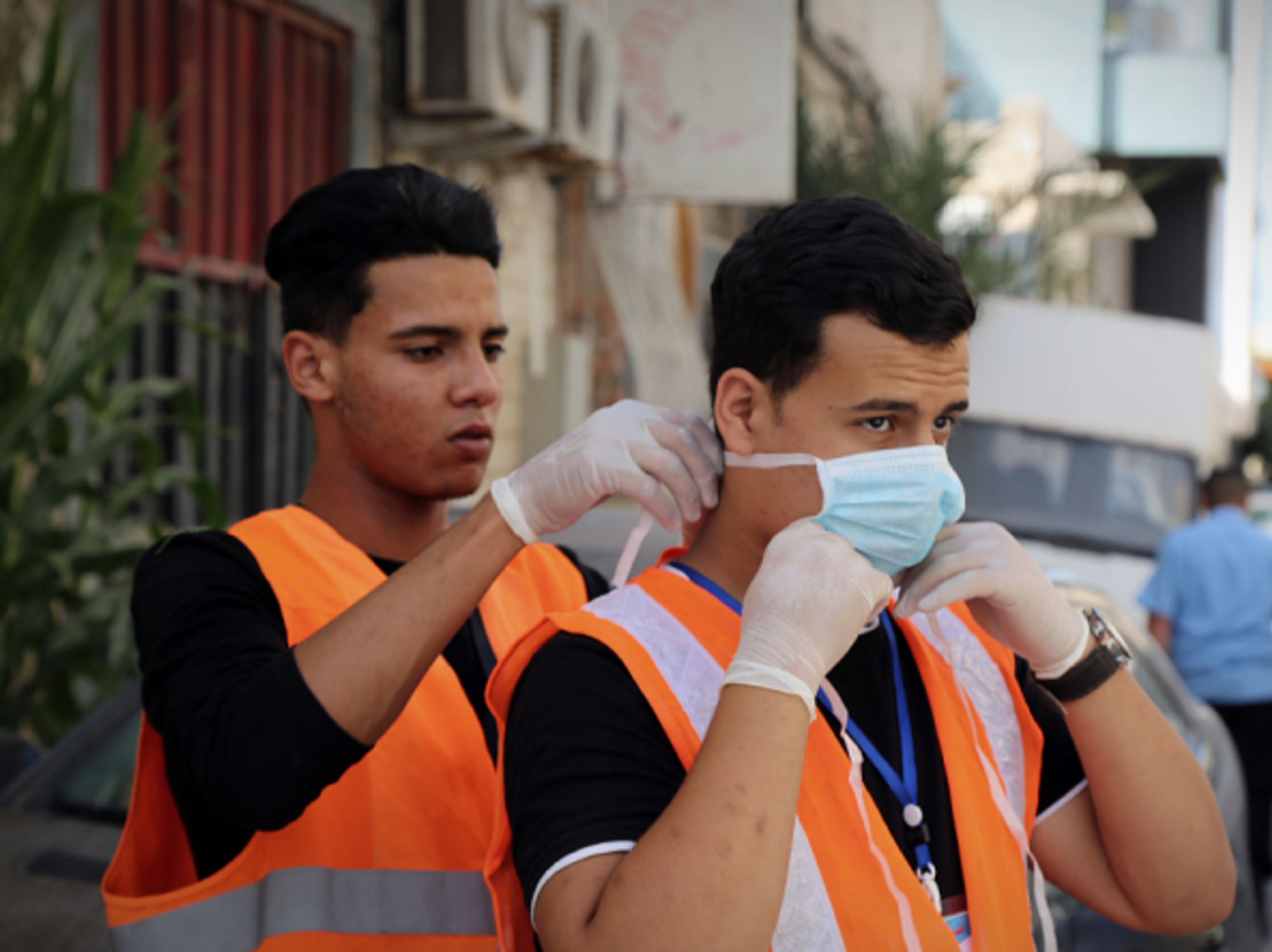 Members of the Young People Against Corona campaign in Tripoli, Libya