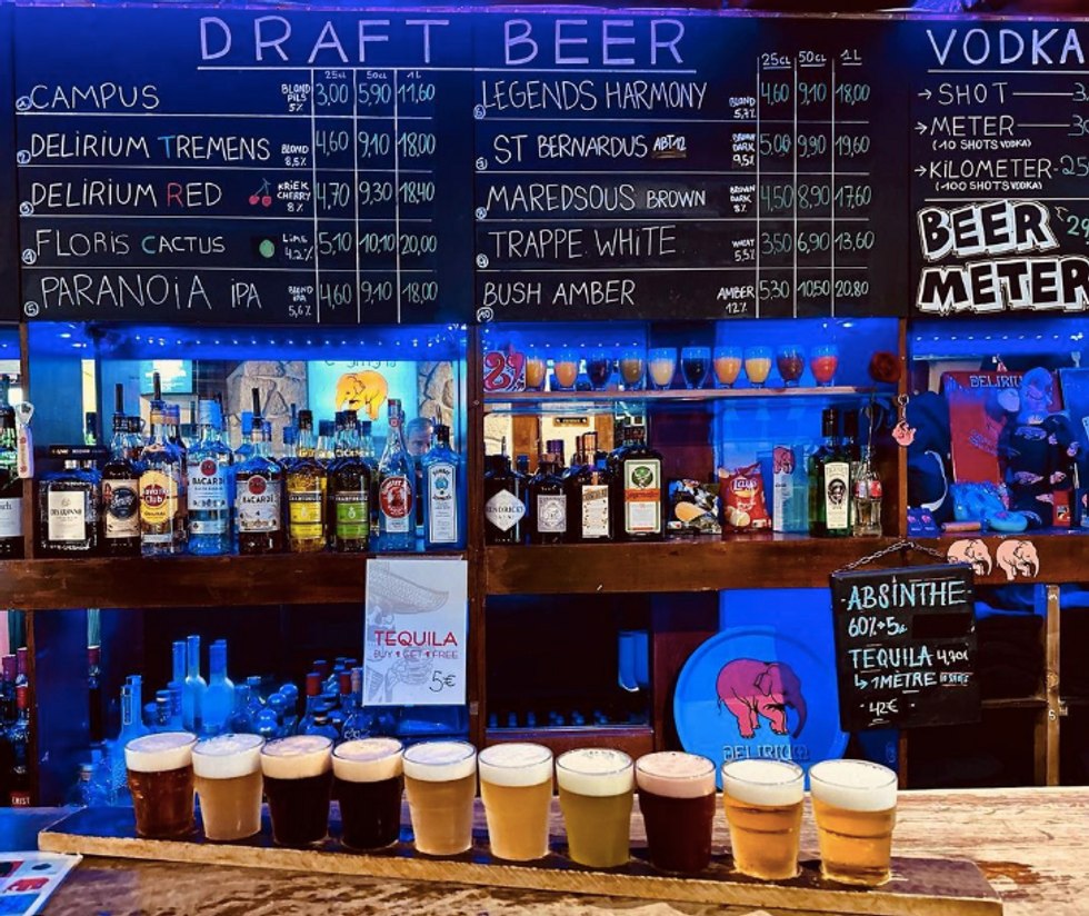 Metre of Beer at the Delirium Café in Brussels.