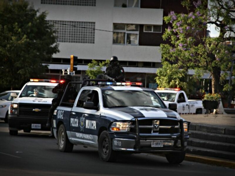 Mexican police patrol in Jalisco.