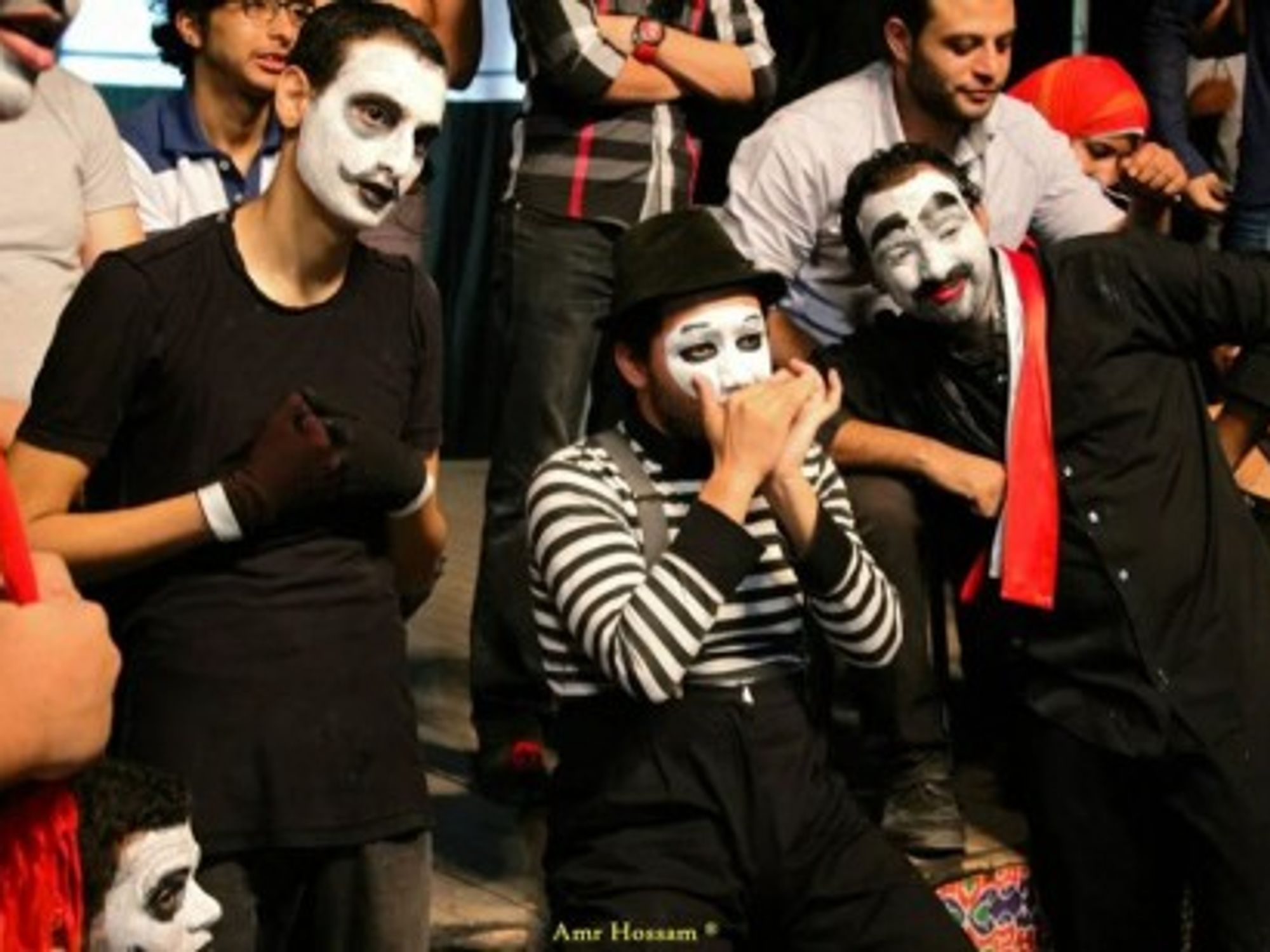 Mimes perform in public