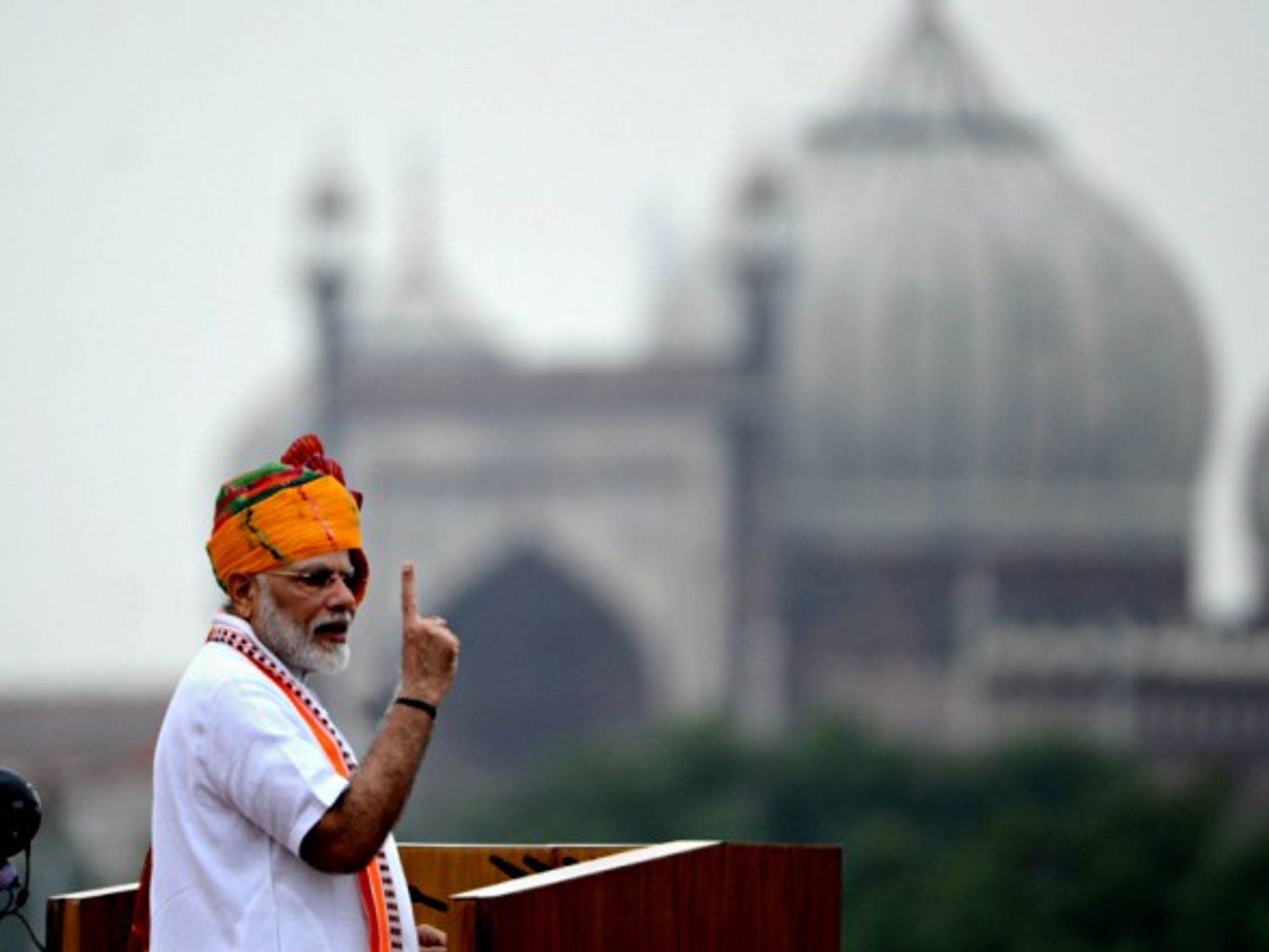Modi speaking in New Delhi on Aug. 15