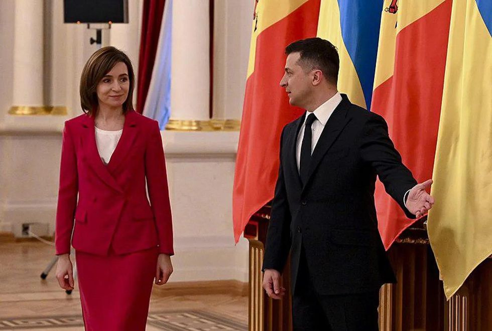 Moldovan President Maia Sandu with Ukrainian President Volodymyr Zelensky in January 2021