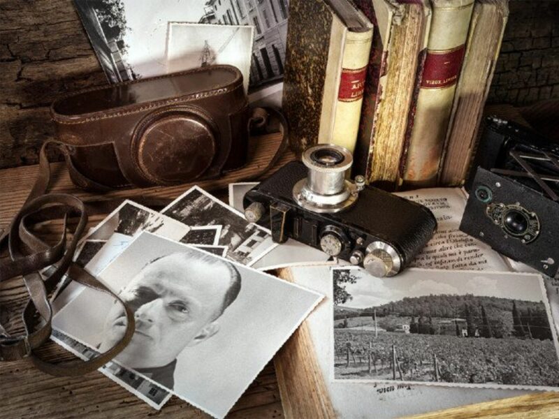 Montage of black-and-white photos of General Major Wolf Ewert and Villa Gigliosi.
