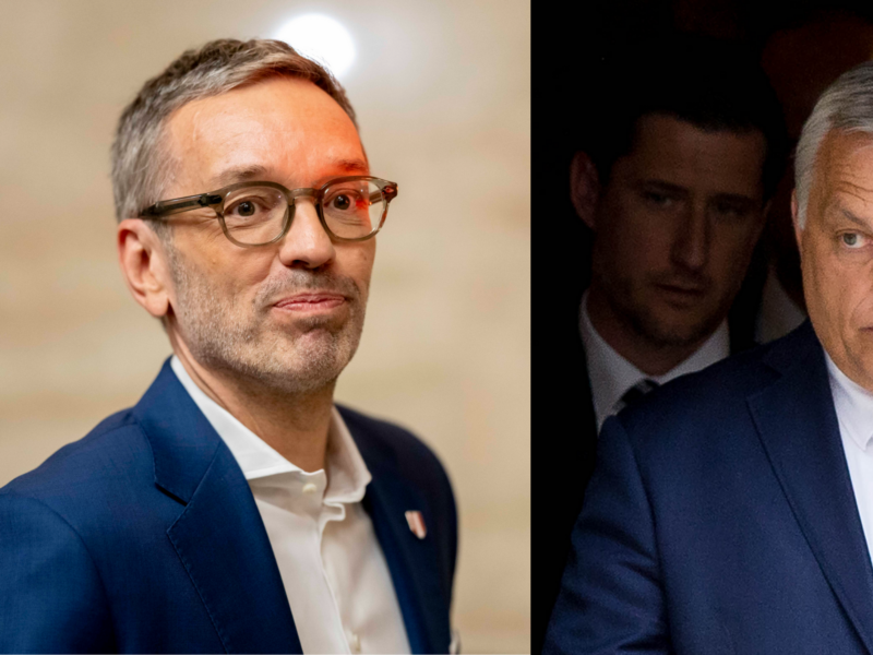 Montage of two photos of ​Austria's Herbert Kickl and Hungary's Viktor Orbán
