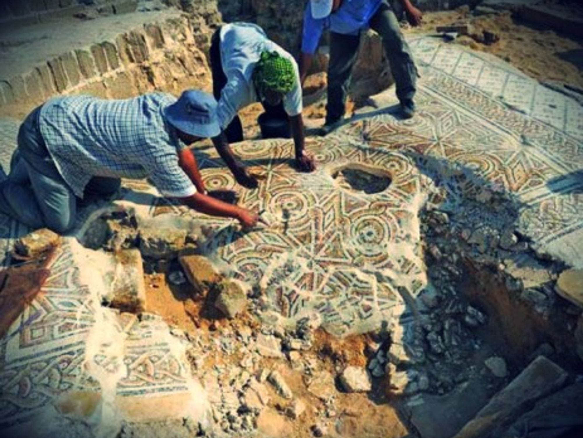 Mosaic pavement in the Saint Hilarion Byzantine monastery