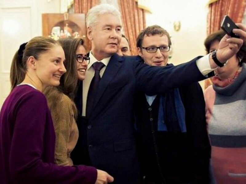 Moscow Mayor Sergey Sobyanin taking a selfie