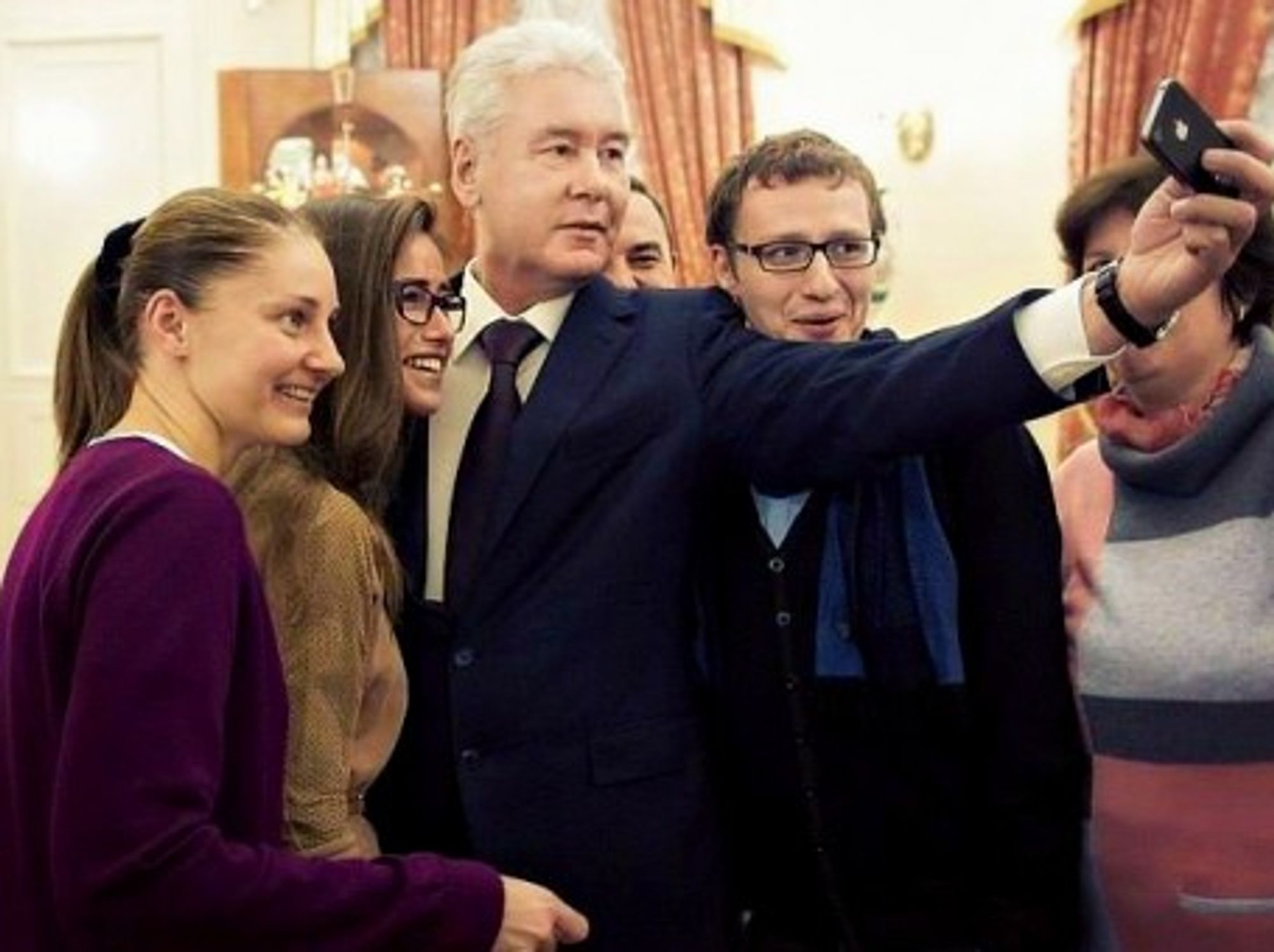Moscow Mayor Sergey Sobyanin taking a selfie