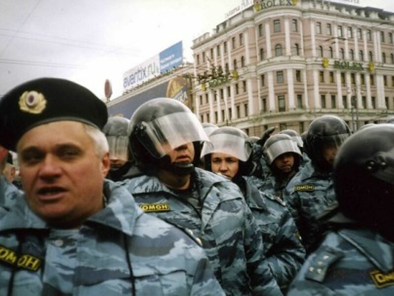 Moscow riot police in action