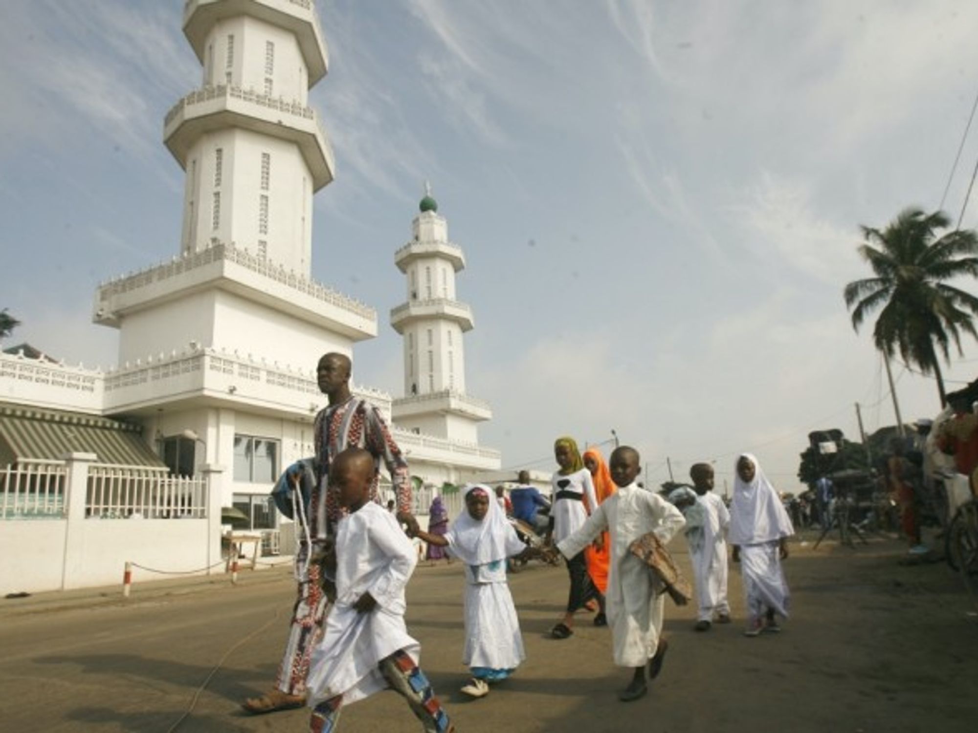 Muslim worshipers at the Kumasi mosque hoping to celebrate the festival of Eid al-Adha in Abidjan, Cote d'Ivoire.