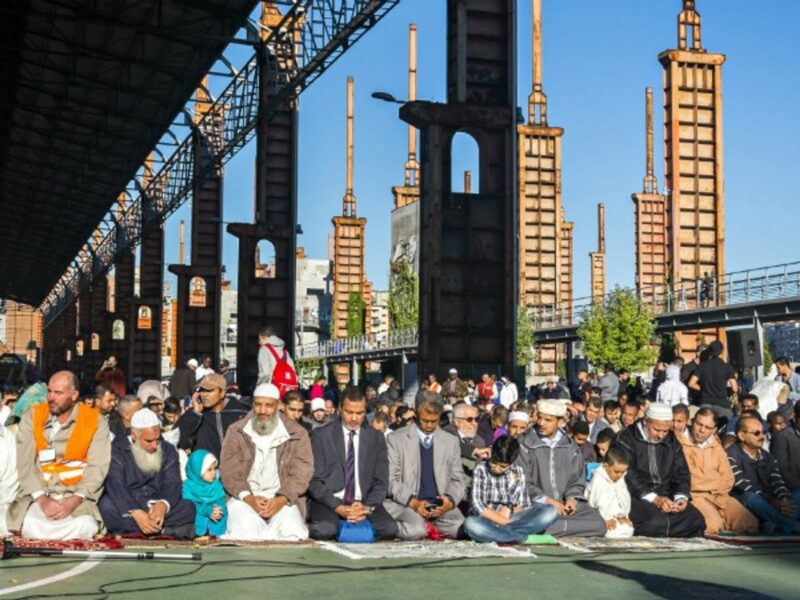 Muslims praying in Turin in Sept. 2015