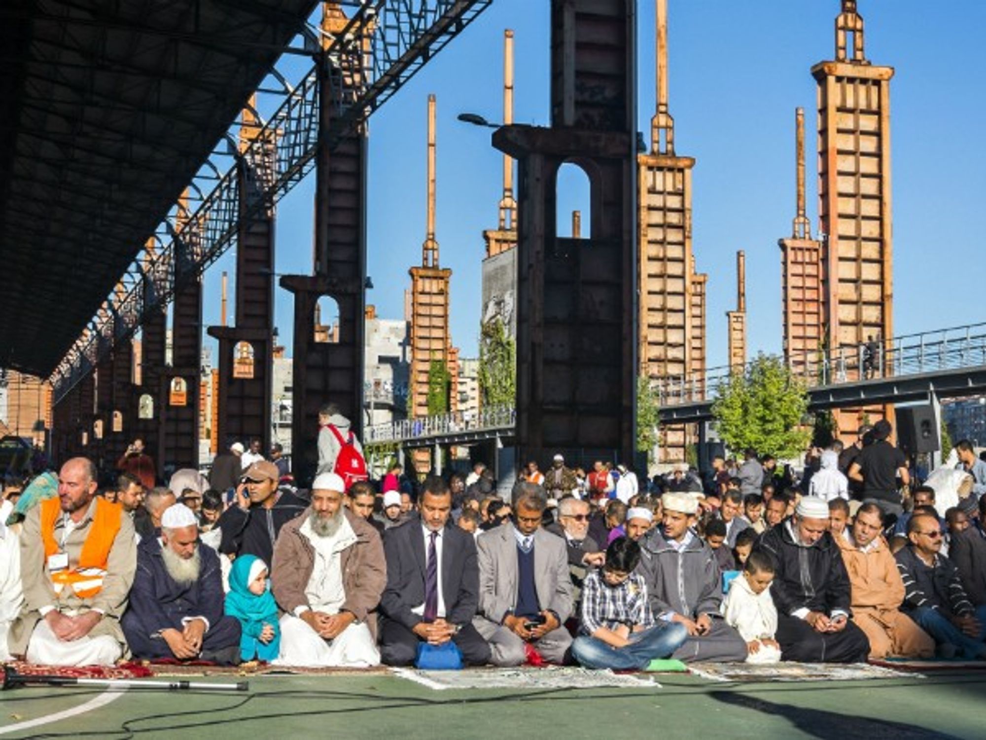 Muslims praying in Turin in Sept. 2015