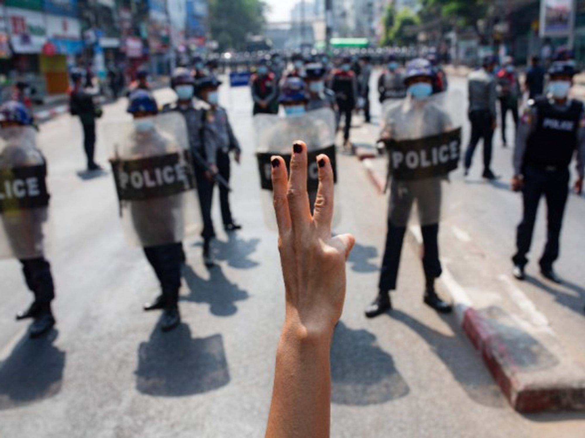 Myanmar saw one of its largest protests in more than a decade yesterday as tens of thousands demonstrated in Yangon against the military coup