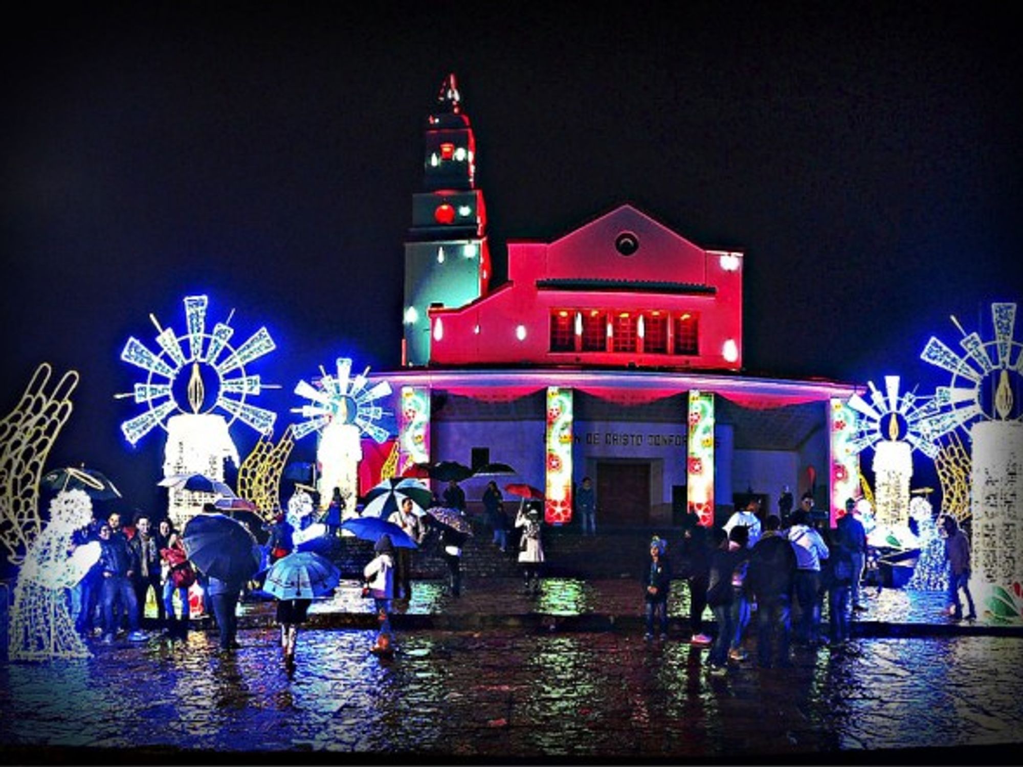 Neon grace in Monserrate, Colombia