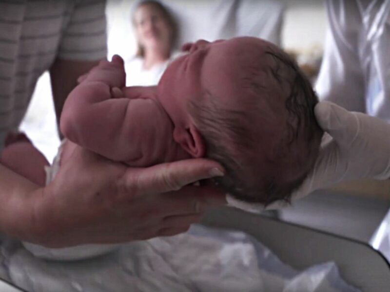 Newborn at Stockholm's Karolinska Danderyd hospital