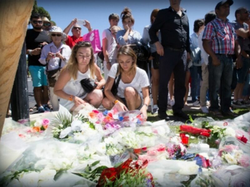 Nice residents lay flowers for the victims of the July 14th attack